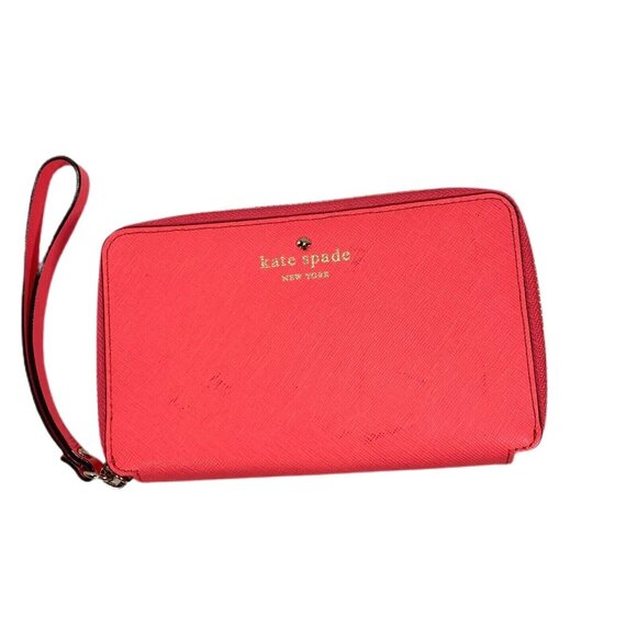 KATE SPADE NEW YORK WRISTLET HOT PINK WRAP AROUND ZIPPER WRIST STRAP WALLET - Picture 1 of 9
